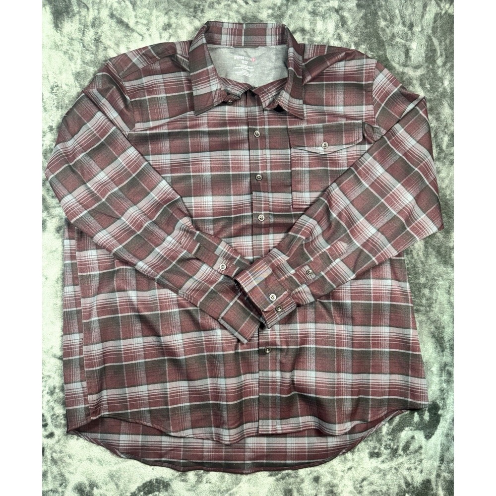 Mens Swiss Tech Plaid Flannel Outdoor Work Button Up Shirt Size 2X